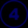A simple blue circle with the number four in the center.