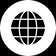 A simple black and white logo of a globe.