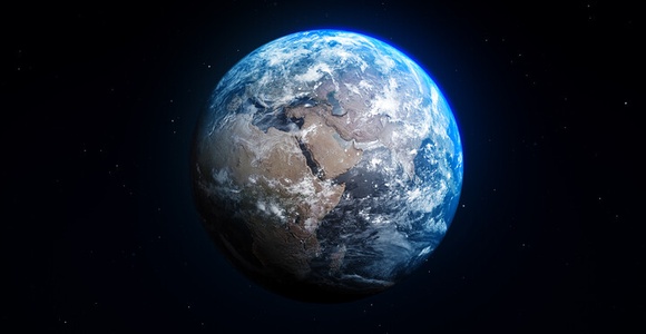 A beautiful depiction of Earth from space, showcasing its blue oceans and landmasses.