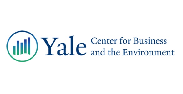 Logo of the Yale Center for Business and the Environment, featuring stylized bar graphs and text.