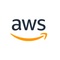 The image shows the logo of AWS (Amazon Web Services), featuring the letters 'aws' in lowercase beside a curved, smile-shaped orange arrow.
