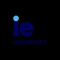 Logo of IE University consisting of a stylized abbreviation 'ie' next to the full name 'IE UNIVERSITY' in blue color on a black background.