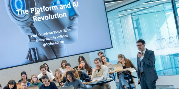 A presentation on the impact of artificial intelligence and platforms in a classroom setting.