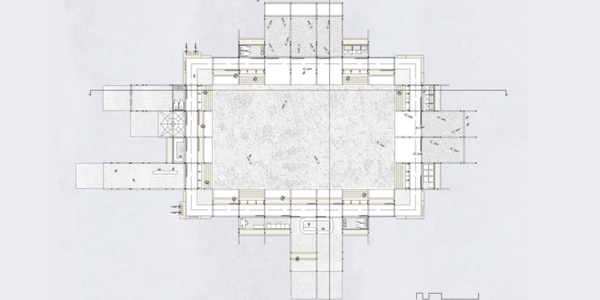 A detailed architectural floor plan showcasing the layout of a building.