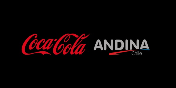 A black background featuring the logos of Coca-Cola and Andina with 'Chile' written under Andina.