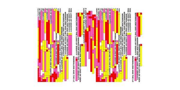 A colorful abstract graphic with overlaid vertical text elements in various orientations.