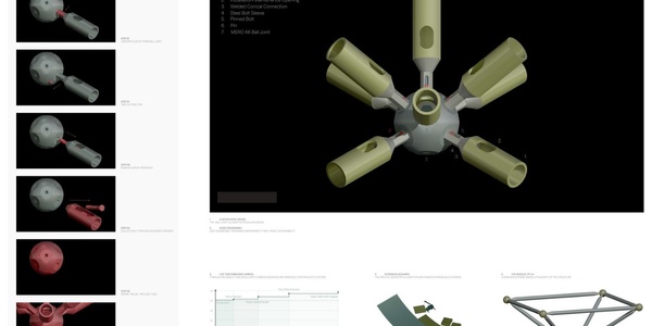 A 3D model featuring a central hub connected to multiple extensions.