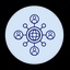 Corporate entrepreneurship network icon with people and the world