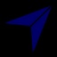 A blue paper airplane icon on a black background.
