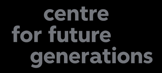 A text representation of the phrase 'centre for future generations' on a dark background.