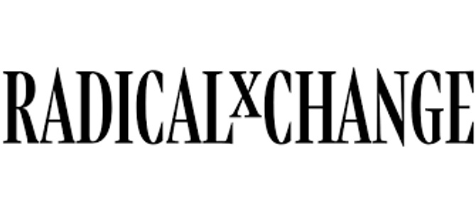 The image displays the phrase 'RADICALxCHANGE' in black, uppercase letters on a white background.