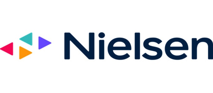 The image features the Nielsen logo, characterized by colorful triangular shapes and bold lettering.