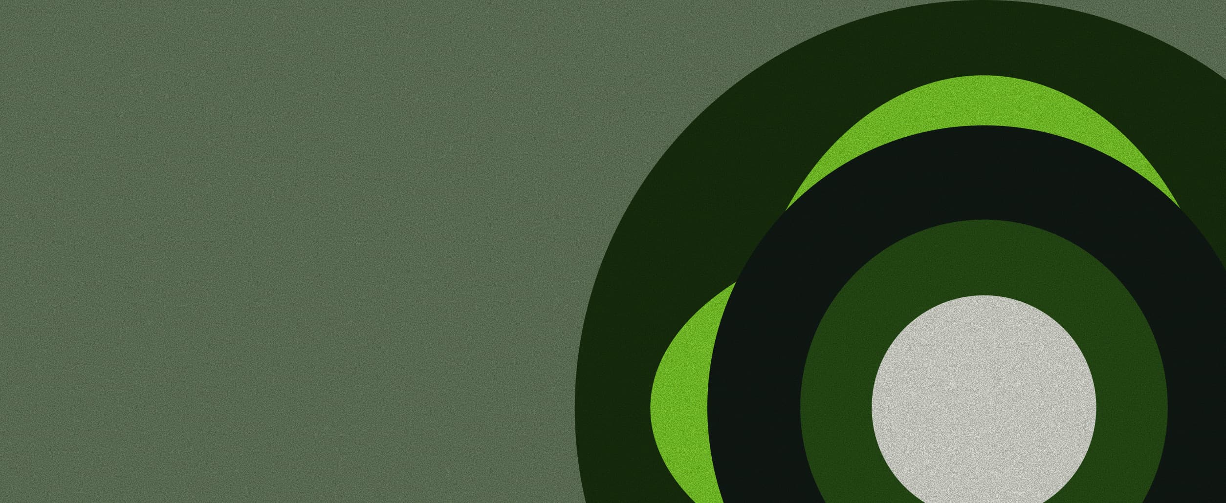 This image features a series of abstract, concentric circles in varying shades of green and black against a muted background.