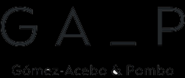 Logo featuring the text 'GAP' followed by a dash and the names 'Gómez-Acebo & Pombo' in a minimalist font on a dark background.