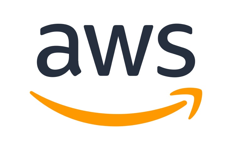 Logo of AWS (Amazon Web Services) featuring an orange smile and white text on a blue background.