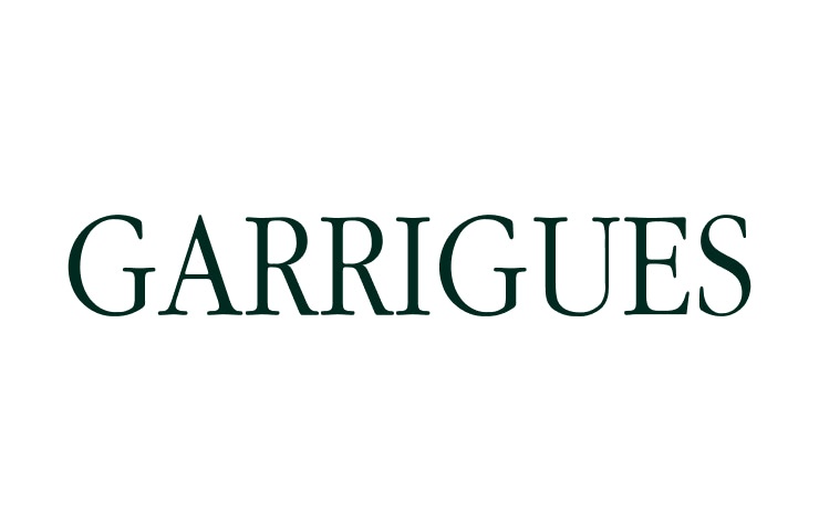 The image displays the word 'GARRIGUES' in green uppercase letters on a white background.