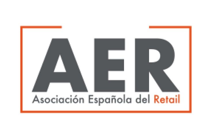 Logo of the Asociación Española del Retail featuring the acronym AER in orange and gray inside a rectangular border.