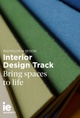 A promotional poster for a Bachelor in Design with a focus on Interior Design Track at IE University, featuring a close-up of colorful books.