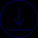 A blue downward arrow symbol inside a circle.