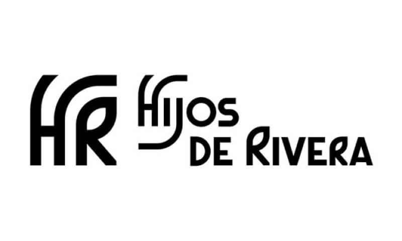 Black and white logo for 'Hijos de Rivera' with a stylized 'HR' design.