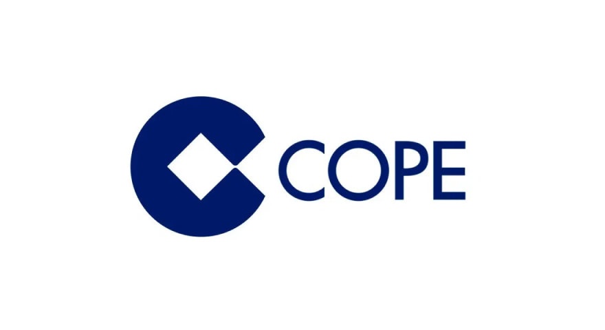 The image shows the logo of COPE, featuring a blue and white design with overlapping geometric shapes.