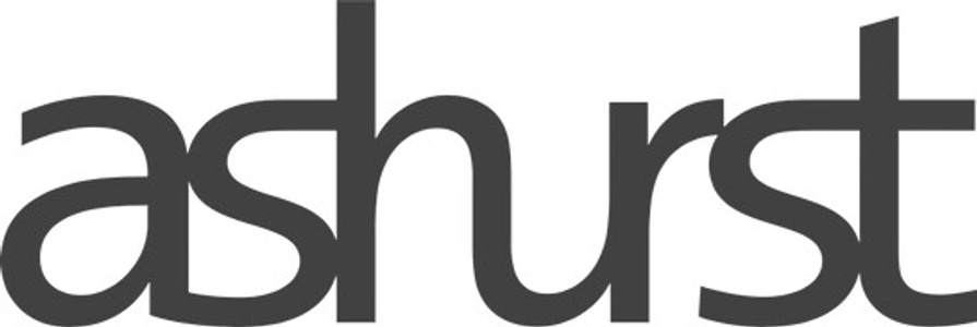 The image features the word 'ashurst' in a modern font.