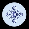 Corporate entrepreneurship network icon with people and the world