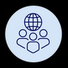 Icon for Corporate relations, corporate entrepreneurship: people with the world