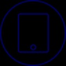 A simple blue neon icon representing a mobile phone