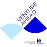 A podcast logo featuring geometric shapes and the title 'Venture Ahead'.