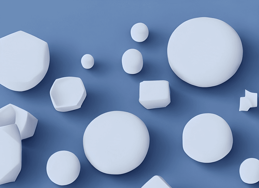 Abstract white circles over blue background