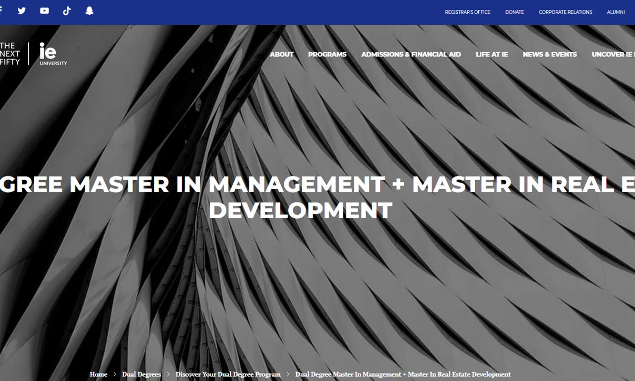 The Program MIM + Master in Real Estate Development IE