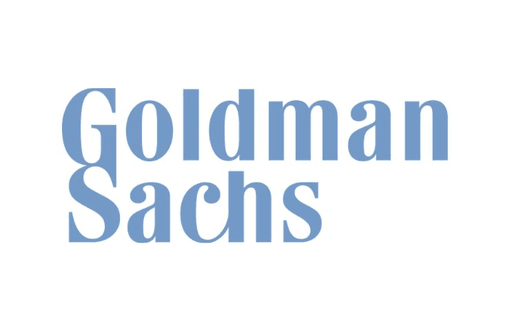 The image features the logo of Goldman Sachs in a modern font.