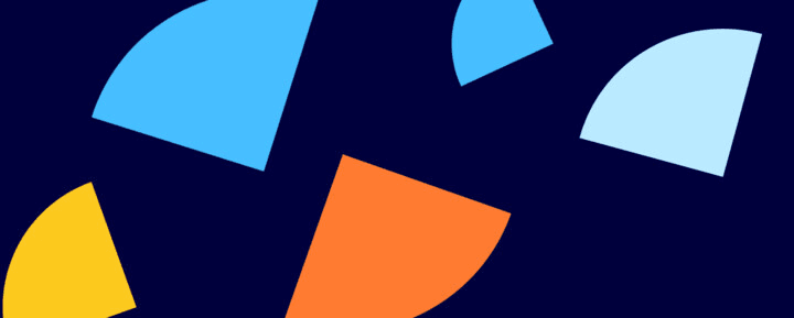 Abstract image with blue, orange and yellow forms