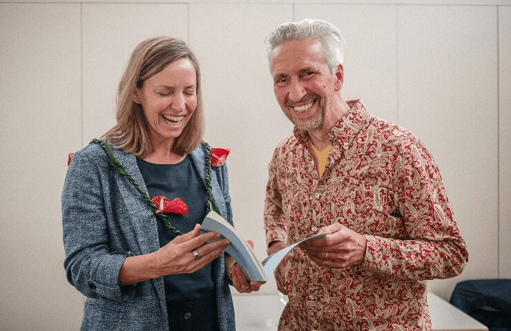 Lisa Bevill, Academic Director of the IE Center for Health and Well-being and Stefan Kiefer, Creative Director of Hong Kong Studios and Former Creative Director of the German publication Der Spiegel