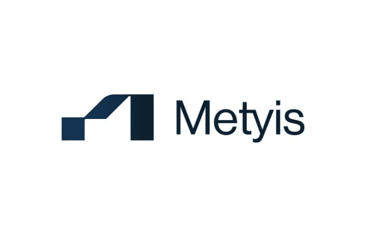 The image features a modern logo design for a company called Metyis.